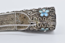 Load image into Gallery viewer, Sterling Silver Antique Chinese Finger Guard Coral Turquoise Pin/Brooch