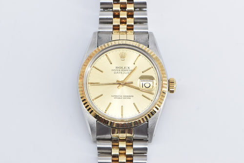 Stainless Steel / 14k Gold Rolex Datejust 36mm 16013 Men's Watch