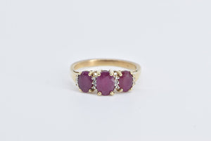 14K 1.25 Ctw Natural Ruby Diamond Statement Ring Yellow Gold