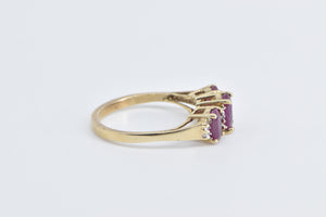 14K 1.25 Ctw Natural Ruby Diamond Statement Ring Yellow Gold