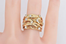 Load image into Gallery viewer, 14K 0.90 Ctw EFFY D&#39;oro Diamond Layered Band Ring Yellow Gold