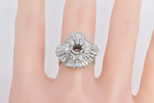 Load image into Gallery viewer, 18K 4.00 Ctw Baguette Diamond Ballerina Setting Ring White Gold