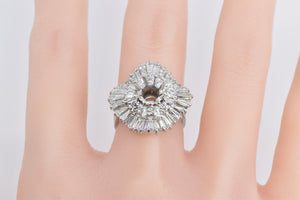 18K 4.00 Ctw Baguette Diamond Ballerina Setting Ring White Gold