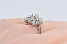 Load image into Gallery viewer, 18K 4.00 Ctw Baguette Diamond Ballerina Setting Ring White Gold