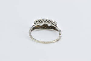 18K 0.50 Ctw Art Deco Diamond Filigree Ornate Ring White Gold