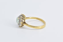 Load image into Gallery viewer, 18K Three Stone Opal Diamond Halo Statement Ring Yellow Gold