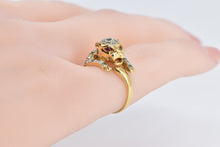 Load image into Gallery viewer, 18K Pave Diamond Emerald Encrusted Leopard Ring Yellow Gold