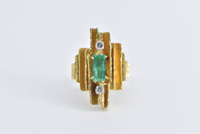 Load image into Gallery viewer, 18K 1.18 Ctw Emerald Diamond Modernist Squared Ring Yellow Gold