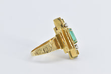 Load image into Gallery viewer, 18K 1.18 Ctw Emerald Diamond Modernist Squared Ring Yellow Gold