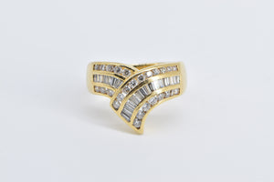 18K 1.50 Ctw Baguette Diamond Chevron Wrap Ring Yellow Gold