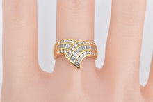 Load image into Gallery viewer, 18K 1.50 Ctw Baguette Diamond Chevron Wrap Ring Yellow Gold