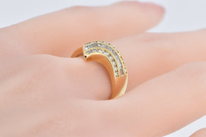 18K 1.50 Ctw Baguette Diamond Chevron Wrap Ring Yellow Gold