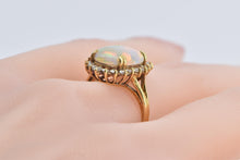 Load image into Gallery viewer, 18K 4.00 Ctw Natural Opal Diamond Halo Statement Ring Yellow Gold