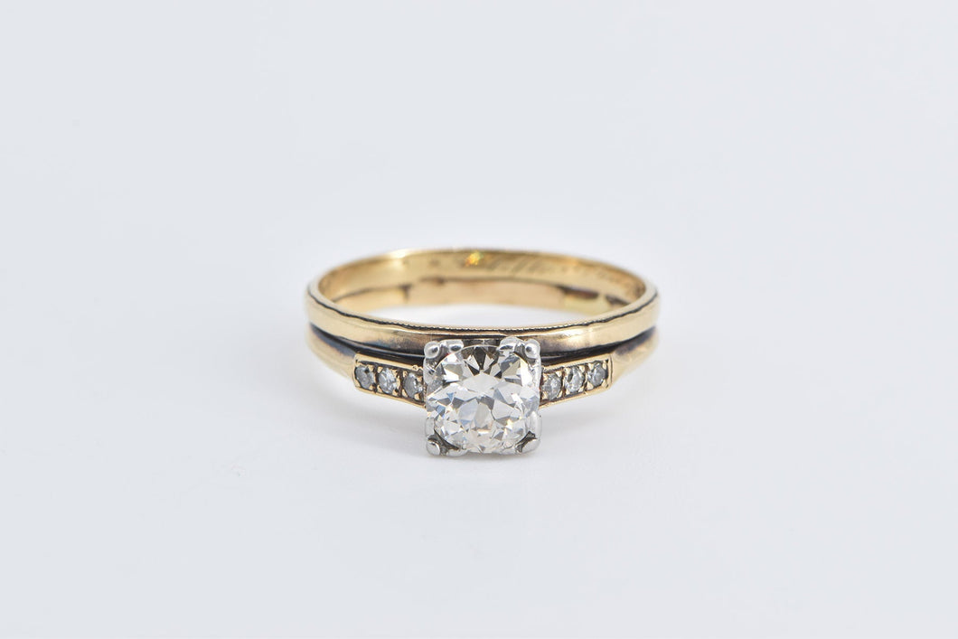 14K 1932 1.06 Ctw OEC Diamond Bridal Engagement Ring Yellow Gold