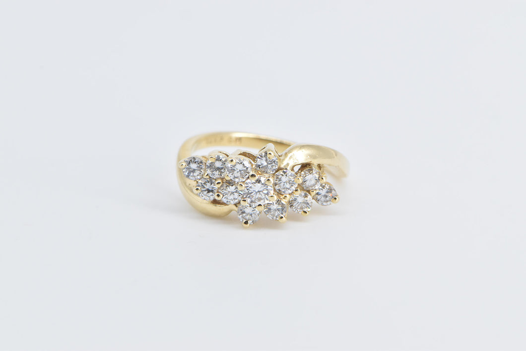 14K 0.75 Ctw Diamond Vintage Bypass Cluster Ring Yellow Gold