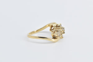 14K 0.75 Ctw Diamond Vintage Bypass Cluster Ring Yellow Gold