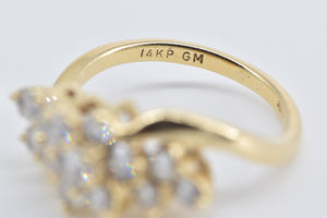 14K 0.75 Ctw Diamond Vintage Bypass Cluster Ring Yellow Gold