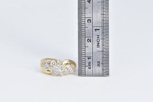 14K 0.75 Ctw Diamond Vintage Bypass Cluster Ring Yellow Gold