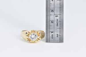 14K 1.30 Ct Diamond Solitaire Men's Antique Ring Yellow Gold