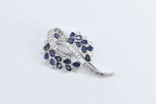 Platinum 8.00 Ctw Diamond Sapphire Statement Pendant/Pin