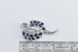 Platinum 8.00 Ctw Diamond Sapphire Statement Pendant/Pin