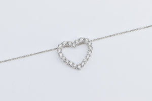 14K 0.75 Ctw Diamond Classic Heart Love Chain Necklace 19.75" White Gold