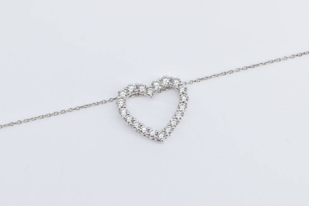 14K 0.75 Ctw Diamond Classic Heart Love Chain Necklace 19.75