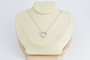 14K 0.75 Ctw Diamond Classic Heart Love Chain Necklace 19.75" White Gold