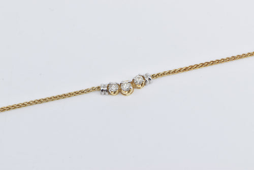 14K 0.50 Ctw Three Diamond Vintage Chain Necklace 18.75