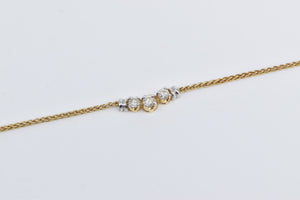 14K 0.50 Ctw Three Diamond Vintage Chain Necklace 18.75" Yellow Gold