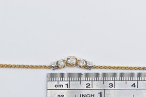 14K 0.50 Ctw Three Diamond Vintage Chain Necklace 18.75" Yellow Gold