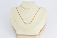 Load image into Gallery viewer, 14K 0.50 Ctw Three Diamond Vintage Chain Necklace 18.75&quot; Yellow Gold