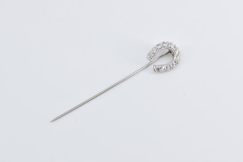 14K 0.50 Ctw Diamond Horse Shoe Lucky Good Luck Stick Pin White Gold