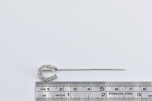 14K 0.50 Ctw Diamond Horse Shoe Lucky Good Luck Stick Pin White Gold