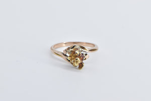 14K Vintage Raw Textured Nugget Cluster Pebble Ring Yellow Gold