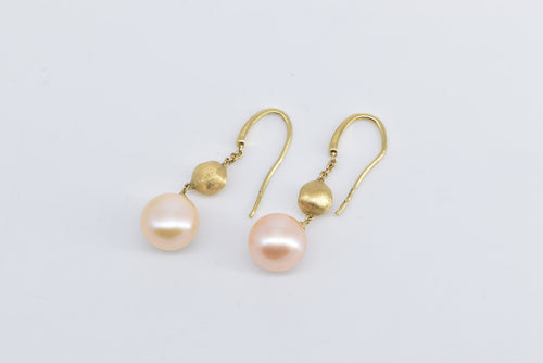 18K Marco Bicego Pearl Africa Collection Dangle Earrings Yellow Gold