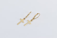 Load image into Gallery viewer, 14K Cross Christian Faith Symbol Dangle Earrings Yellow Gold