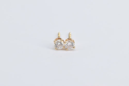 14K 0.32 Ctw Diamond Solitaire Classic Stud Earrings Yellow Gold