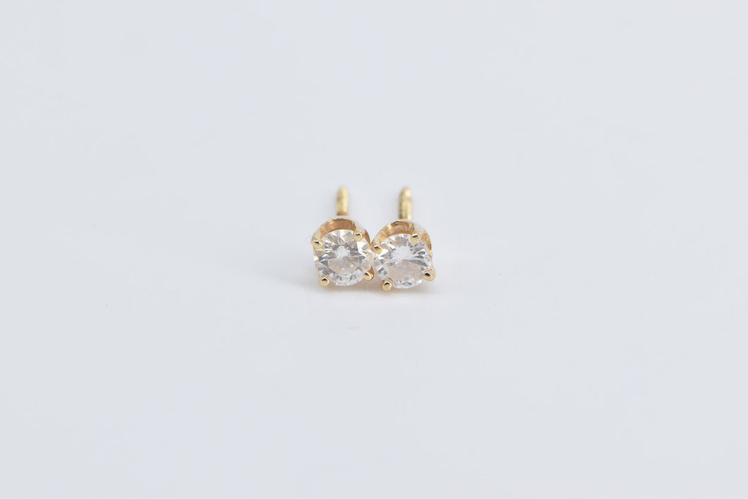 14K 0.32 Ctw Diamond Solitaire Classic Stud Earrings Yellow Gold