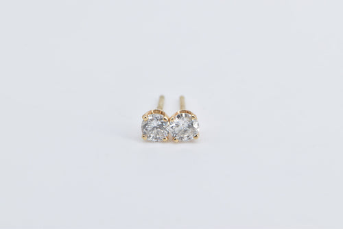 14K 0.40 Ctw Diamond Solitaire Classic Stud Earrings Yellow Gold