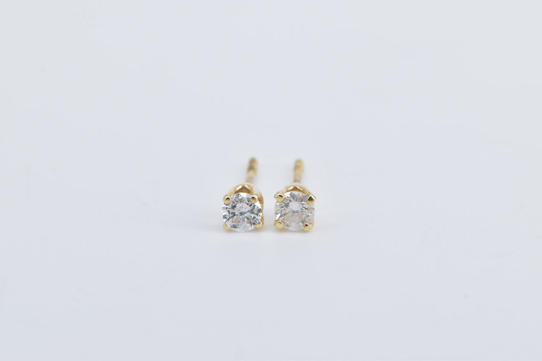 14K 0.24 Ctw Diamond Classic Solitaire Stud Earrings Yellow Gold