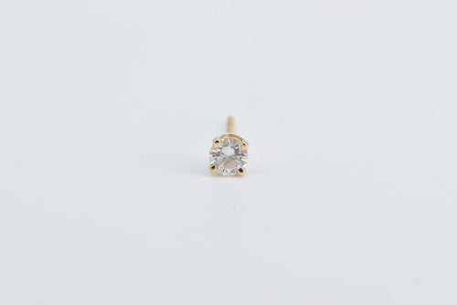 14K 0.26 Ct Diamond Solitaire Classic Single Earring Yellow Gold