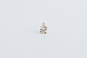 14K 0.26 Ct Diamond Solitaire Classic Single Earring Yellow Gold