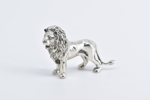 Sterling Silver 3D Adult Male Lion Mane African Animal Figurine