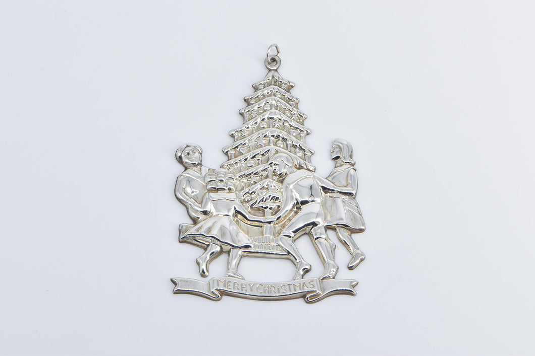 Sterling Silver 1977 Gorham Children Around the Tree Christmas Ornament