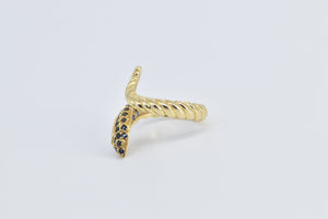 14K Snake Sapphire Serpent Wrap Statement Fashion Ring Yellow Gold