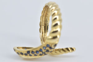 14K Snake Sapphire Serpent Wrap Statement Fashion Ring Yellow Gold