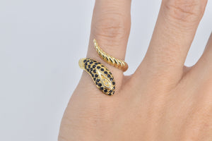 14K Snake Sapphire Serpent Wrap Statement Fashion Ring Yellow Gold