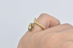 14K Snake Sapphire Serpent Wrap Statement Fashion Ring Yellow Gold