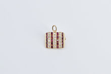 Load image into Gallery viewer, 14K Diamond Ruby Vintage Striped Statement Square Pendant/Pin Yellow Gold